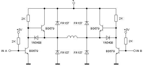 Схема простого драйвера для униполярного шагового двигателя